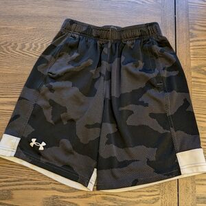 Under Armour Gray and Black Camo Shorts YM